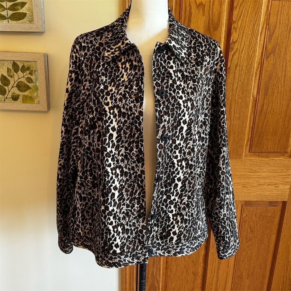 Women's Laura Ashley XL Animal Print Blazer Jacket Multicolor Mid Length